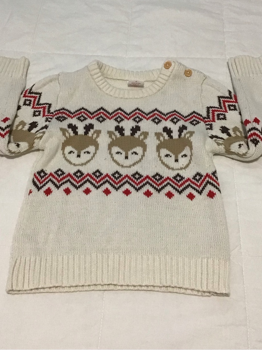 Holiday Time Cream Reindeer Fair Isle Knit  4T